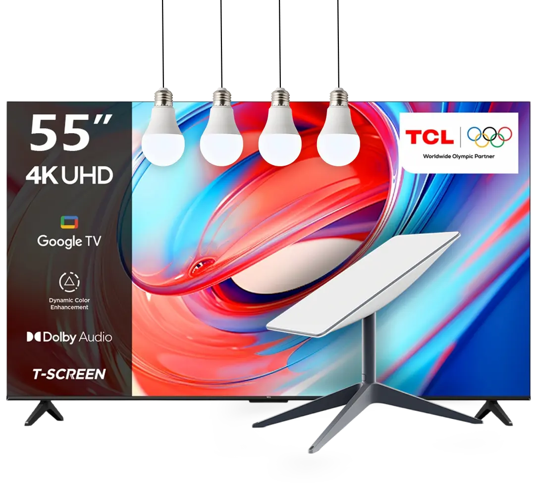 55 Inch TV + Starlink + Bulb